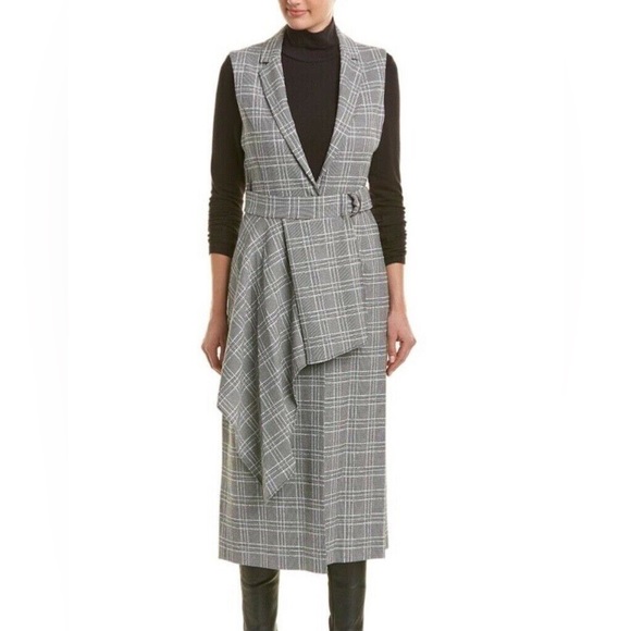 BCBGMaxAzria Drape Front Houndstooth Maxi Vest - Picture 1 of 15